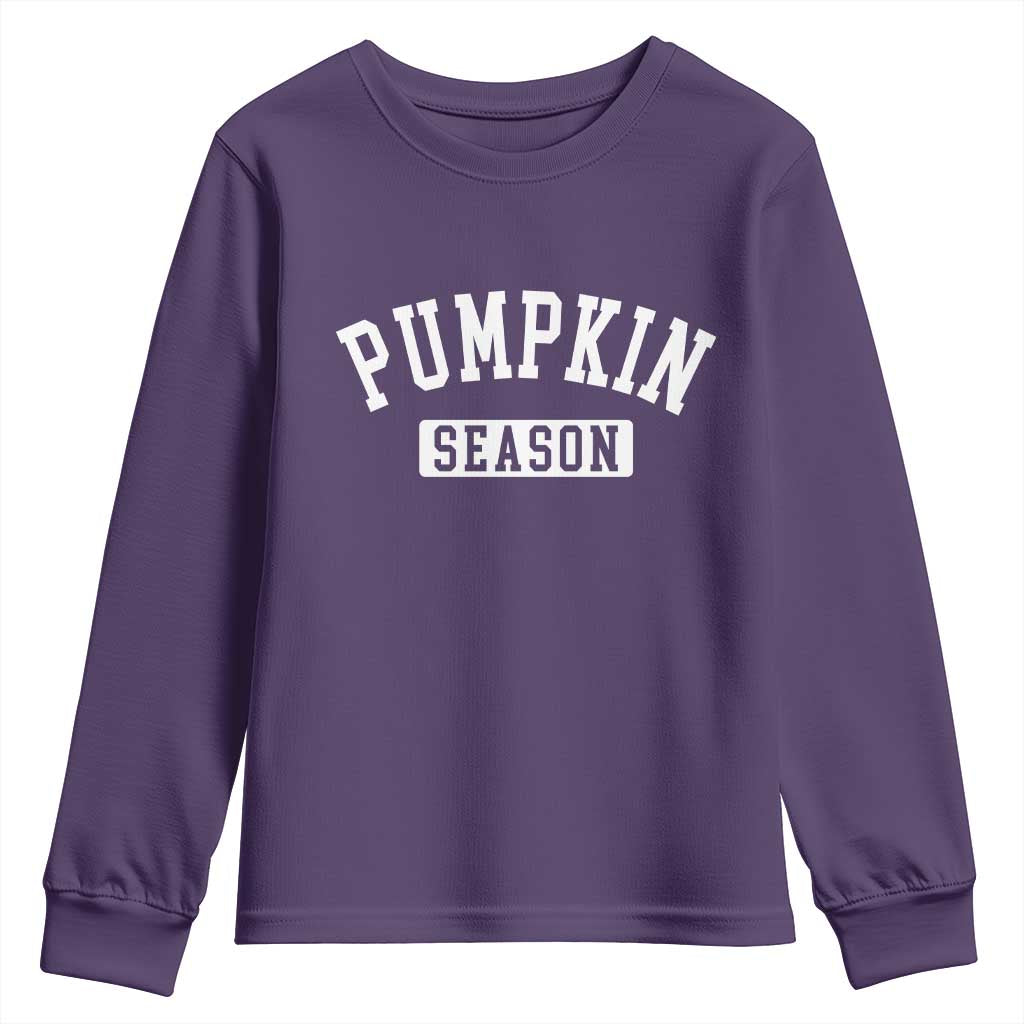 Pumpkin Season Youth Sweatshirt Fall Harvest Season Thanksgiving TS11 Purple Print Your Wear