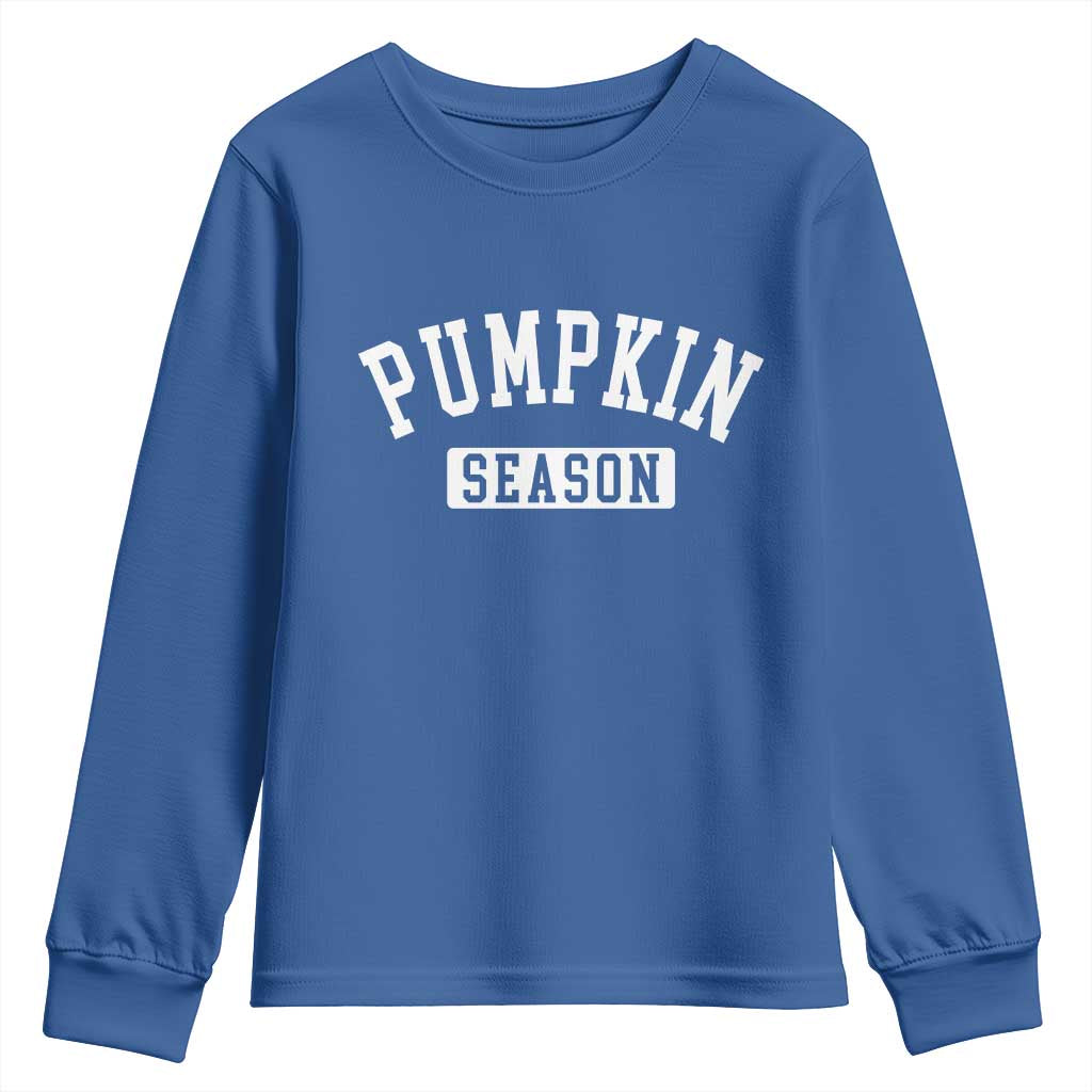 Pumpkin Season Youth Sweatshirt Fall Harvest Season Thanksgiving TS11 Royal Blue Print Your Wear