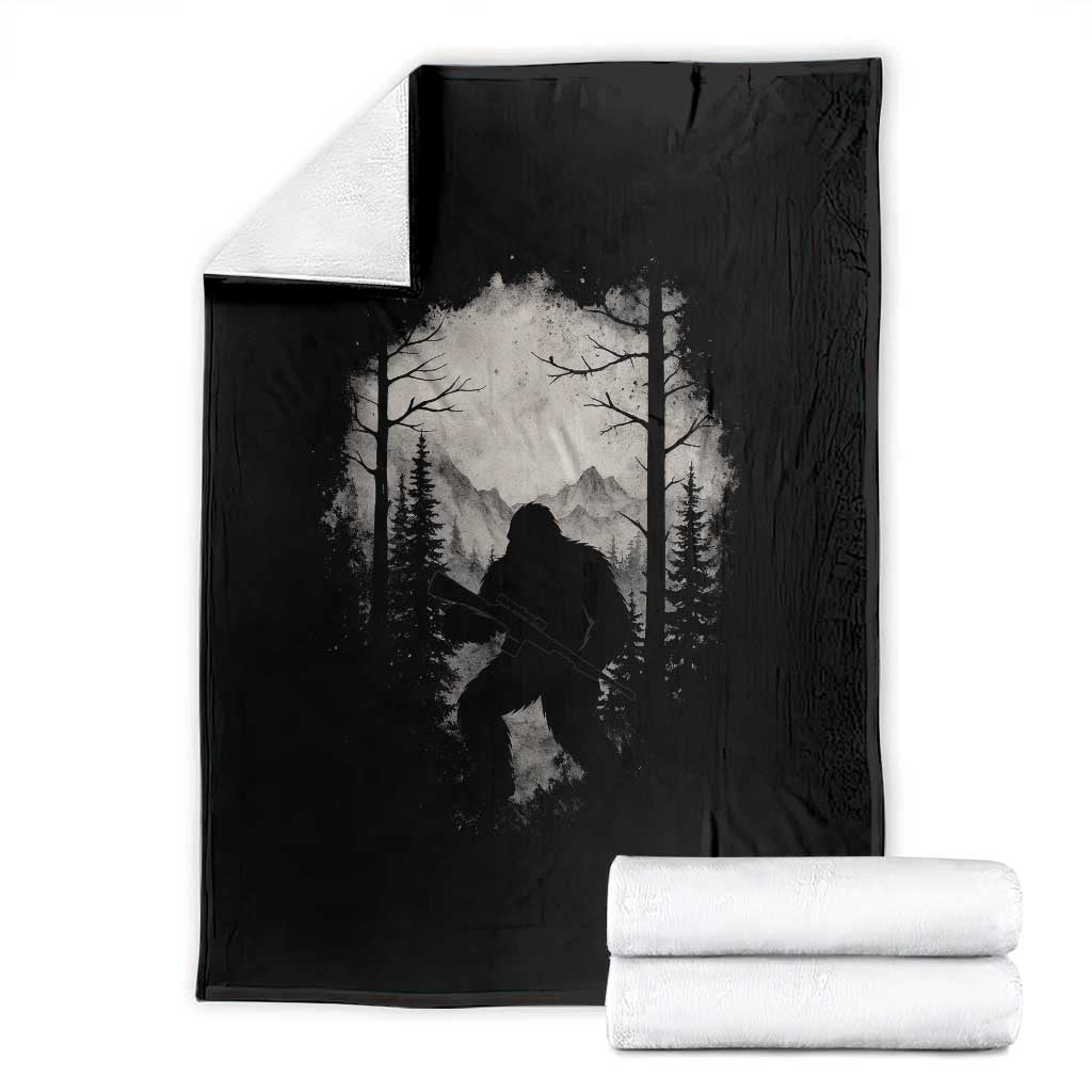 Funny Bigfoot Hunting Throw Blanket Sasquatch Wildlife Hunter Forest TS11 Black Print Your Wear