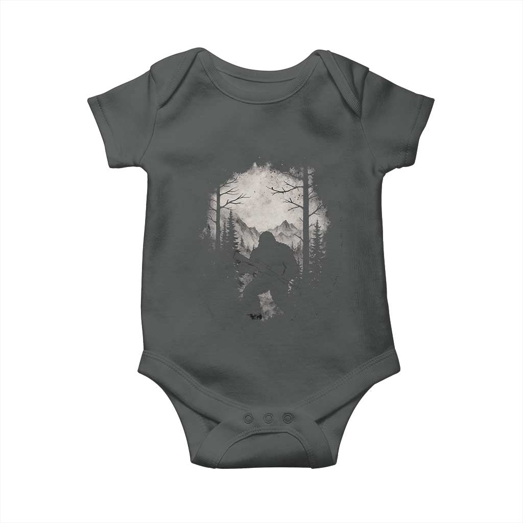 Funny Bigfoot Hunting Baby Onesie Sasquatch Wildlife Hunter Forest TS11 Dark Heather Print Your Wear