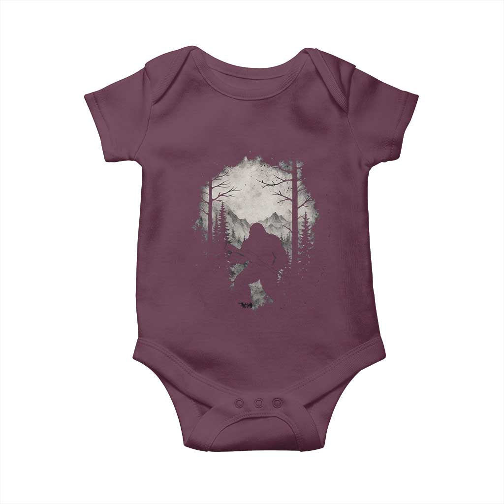 Funny Bigfoot Hunting Baby Onesie Sasquatch Wildlife Hunter Forest TS11 Maroon Print Your Wear