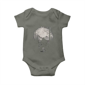 Funny Bigfoot Hunting Baby Onesie Sasquatch Wildlife Hunter Forest TS11 Military Green Print Your Wear