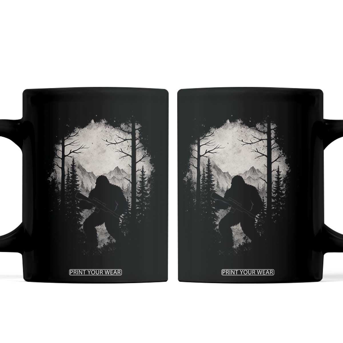 Funny Bigfoot Hunting Coffee Mug Sasquatch Wildlife Hunter Forest TS11 Black Print Your Wear
