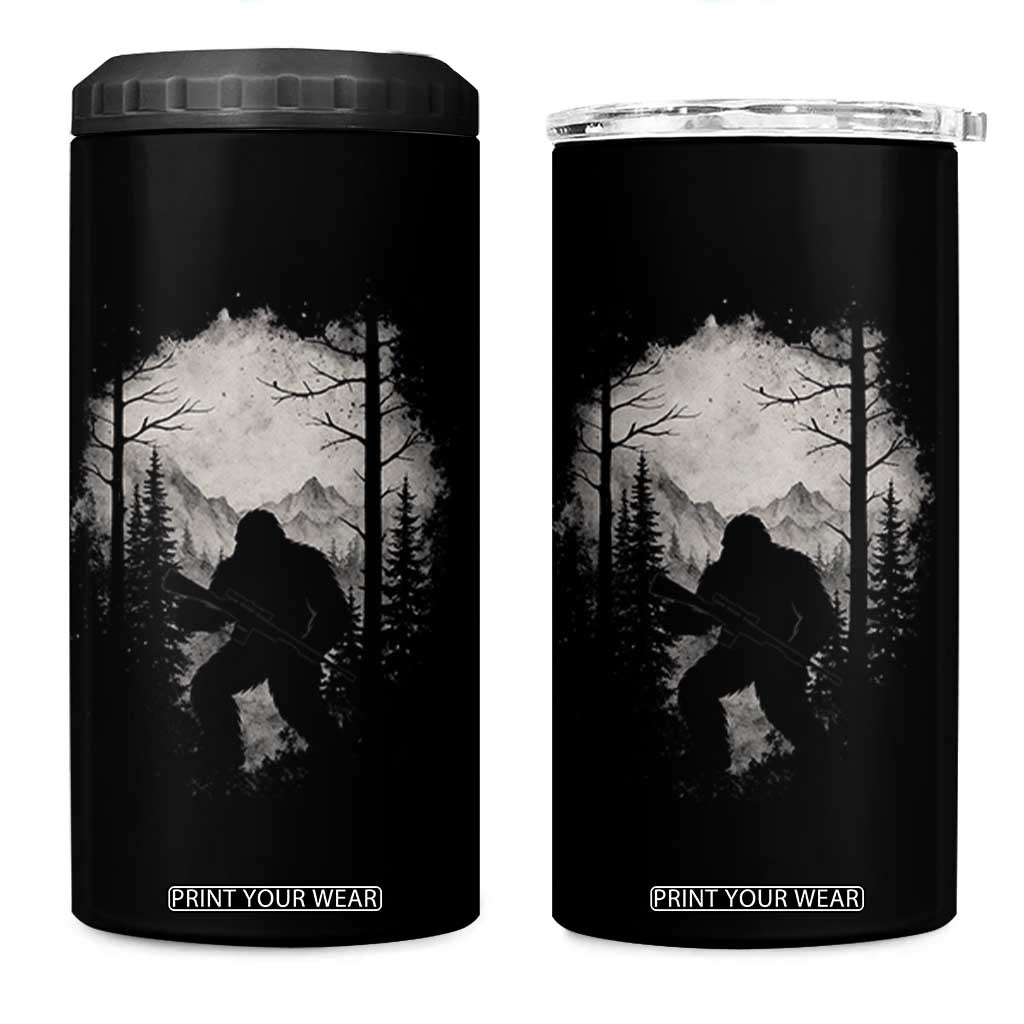 Funny Bigfoot Hunting 4 in 1 Can Cooler Tumbler Sasquatch Wildlife Hunter Forest TS11 One Size: 16 oz Black Print Your Wear