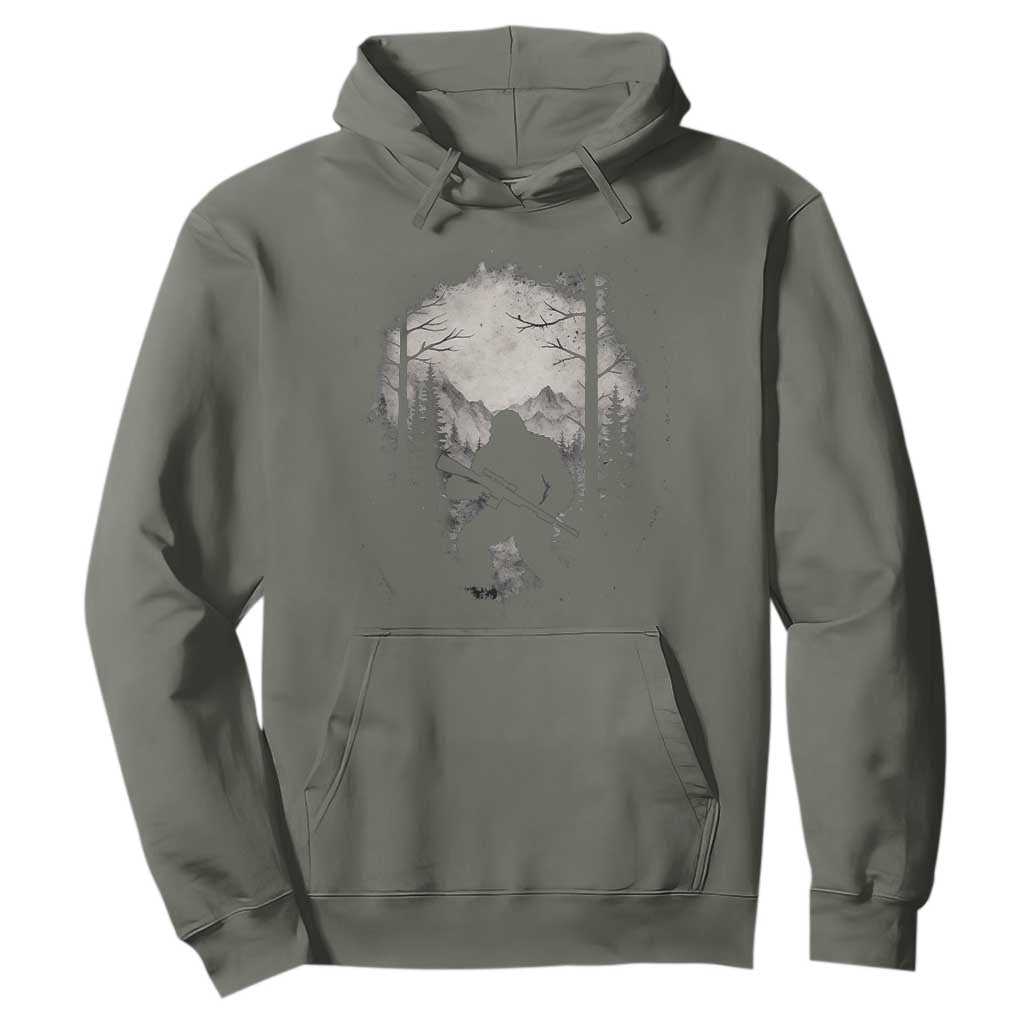 Funny Bigfoot Hunting Hoodie Sasquatch Wildlife Hunter Forest TS11 Military Green Print Your Wear