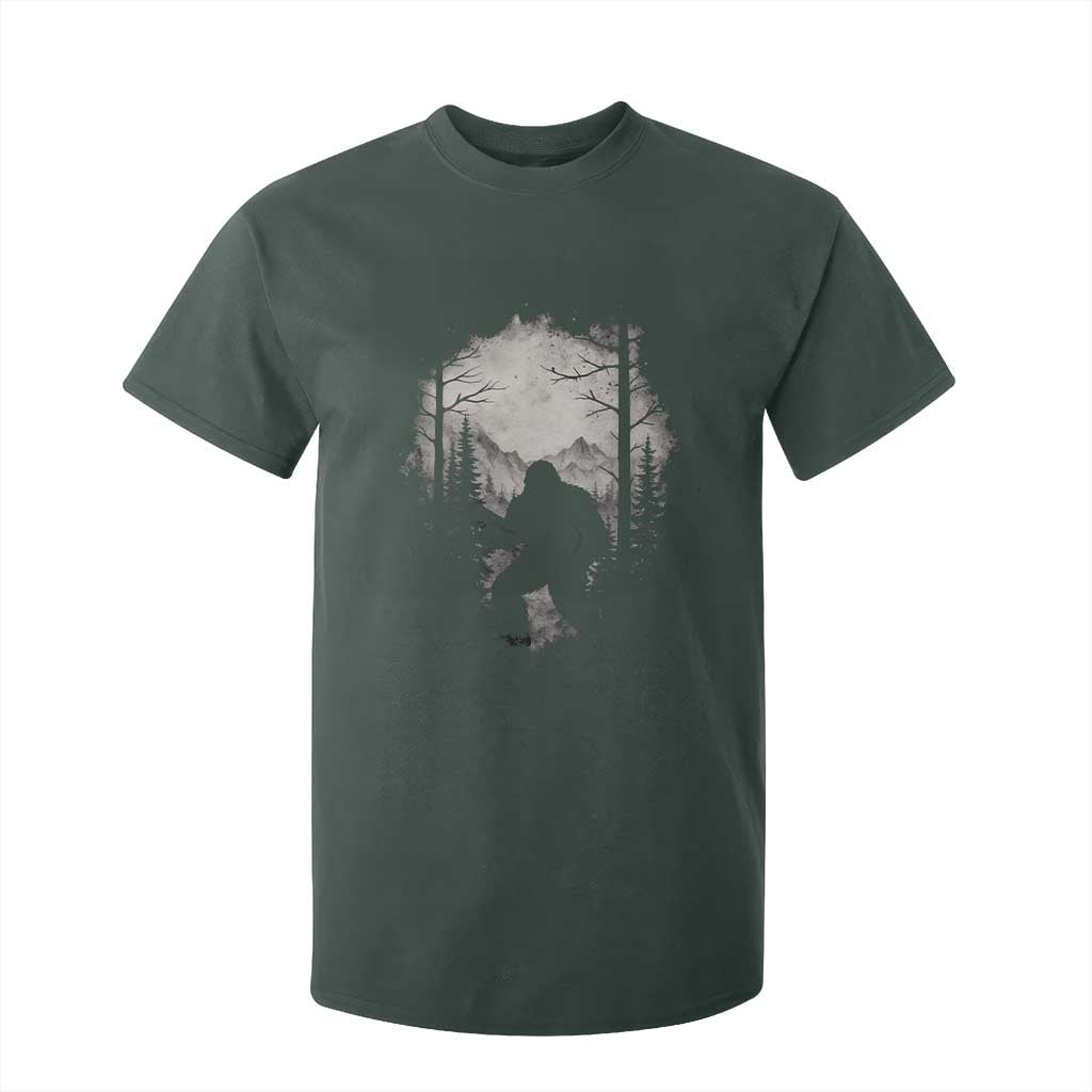 Funny Bigfoot Hunting T Shirt For Kid Sasquatch Wildlife Hunter Forest TS11 Dark Forest Green Print Your Wear