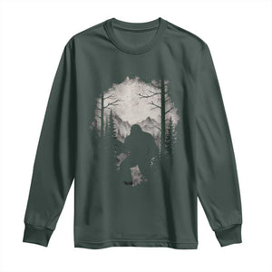 Funny Bigfoot Hunting Long Sleeve Shirt Sasquatch Wildlife Hunter Forest TS11 Dark Forest Green Print Your Wear