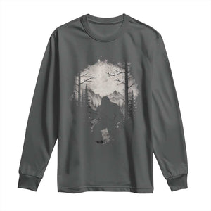 Funny Bigfoot Hunting Long Sleeve Shirt Sasquatch Wildlife Hunter Forest TS11 Dark Heather Print Your Wear
