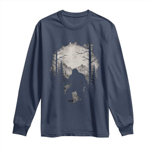 Funny Bigfoot Hunting Long Sleeve Shirt Sasquatch Wildlife Hunter Forest TS11 Navy Print Your Wear