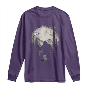 Funny Bigfoot Hunting Long Sleeve Shirt Sasquatch Wildlife Hunter Forest TS11 Purple Print Your Wear