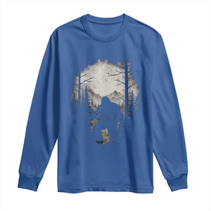Funny Bigfoot Hunting Long Sleeve Shirt Sasquatch Wildlife Hunter Forest TS11 Royal Blue Print Your Wear