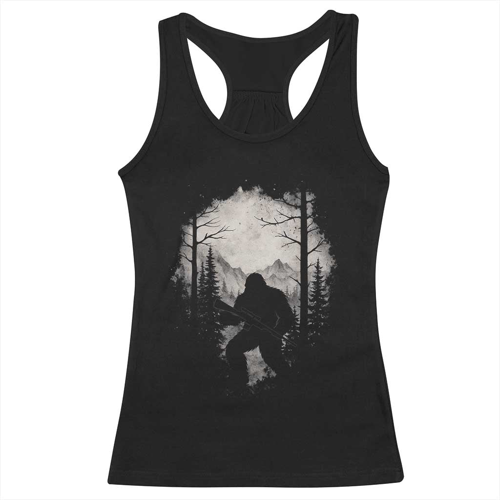 Funny Bigfoot Hunting Racerback Tank Top Sasquatch Wildlife Hunter Forest TS11 Black Print Your Wear