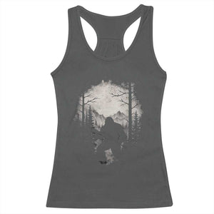 Funny Bigfoot Hunting Racerback Tank Top Sasquatch Wildlife Hunter Forest TS11 Dark Heather Print Your Wear