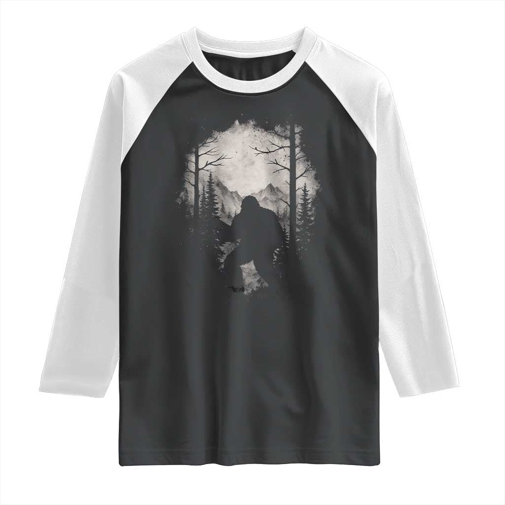 Funny Bigfoot Hunting Raglan Shirt Sasquatch Wildlife Hunter Forest TS11 Black White Print Your Wear