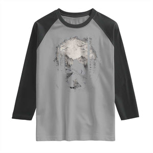 Funny Bigfoot Hunting Raglan Shirt Sasquatch Wildlife Hunter Forest TS11 Sport Gray Black Print Your Wear