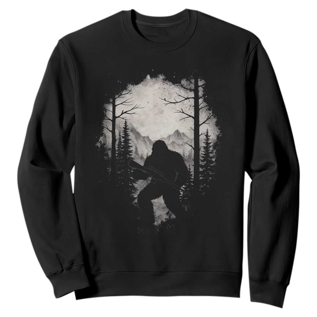 Funny Bigfoot Hunting Sweatshirt Sasquatch Wildlife Hunter Forest TS11 Black Print Your Wear