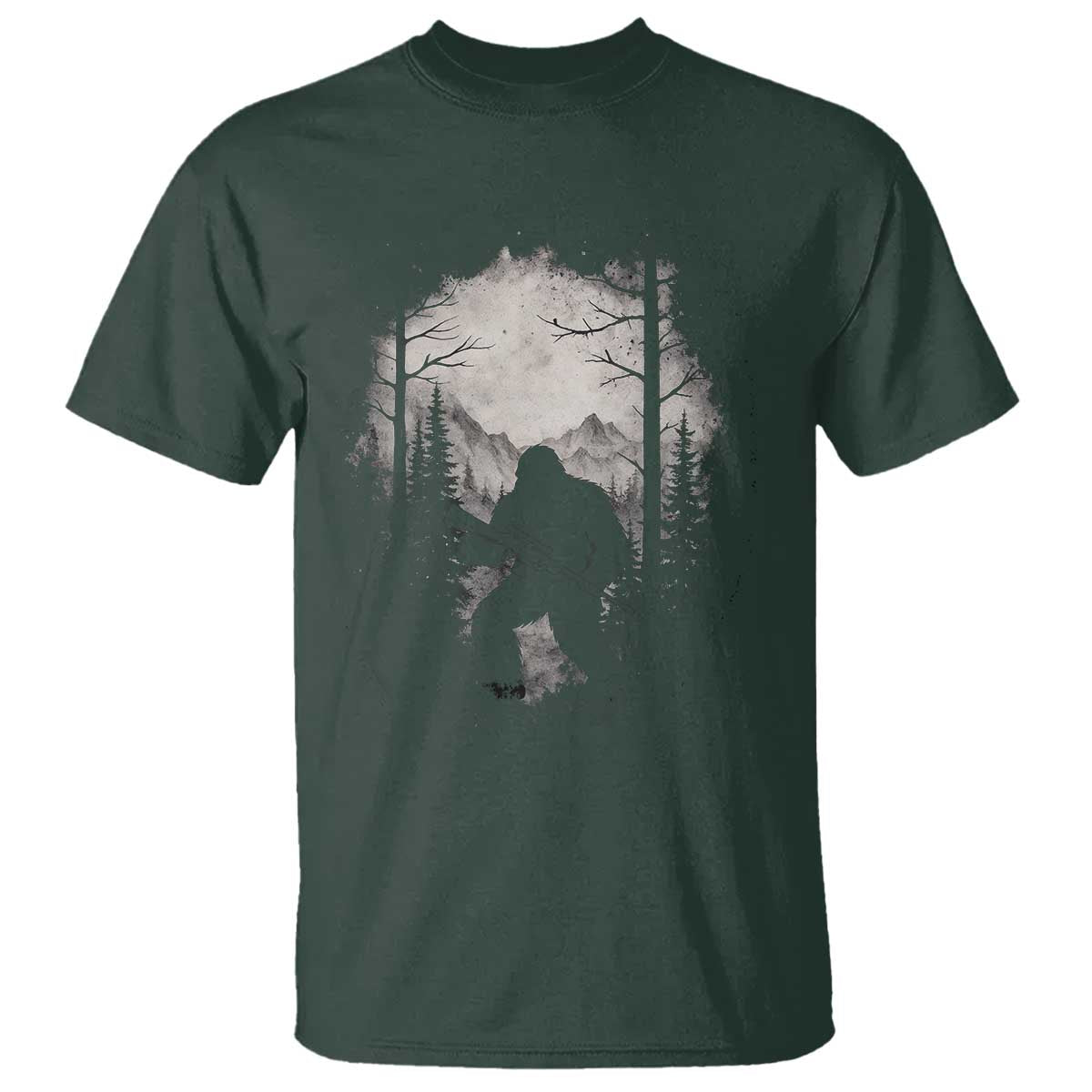 Funny Bigfoot Hunting T Shirt Sasquatch Wildlife Hunter Forest TS11 Dark Forest Green Print Your Wear