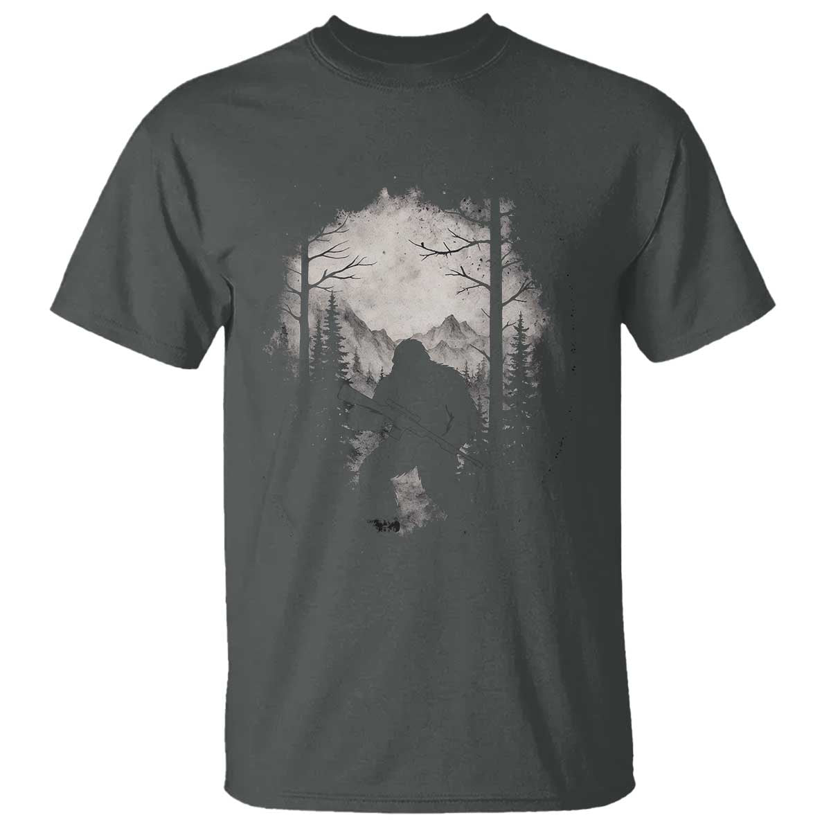 Funny Bigfoot Hunting T Shirt Sasquatch Wildlife Hunter Forest TS11 Dark Heather Print Your Wear