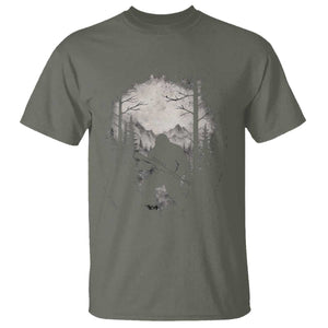 Funny Bigfoot Hunting T Shirt Sasquatch Wildlife Hunter Forest TS11 Military Green Print Your Wear