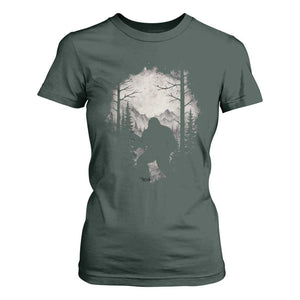 Funny Bigfoot Hunting T Shirt For Women Sasquatch Wildlife Hunter Forest TS11 Dark Forest Green Print Your Wear
