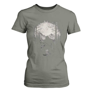 Funny Bigfoot Hunting T Shirt For Women Sasquatch Wildlife Hunter Forest TS11 Military Green Print Your Wear