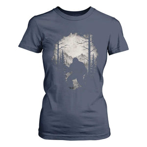 Funny Bigfoot Hunting T Shirt For Women Sasquatch Wildlife Hunter Forest TS11 Navy Print Your Wear