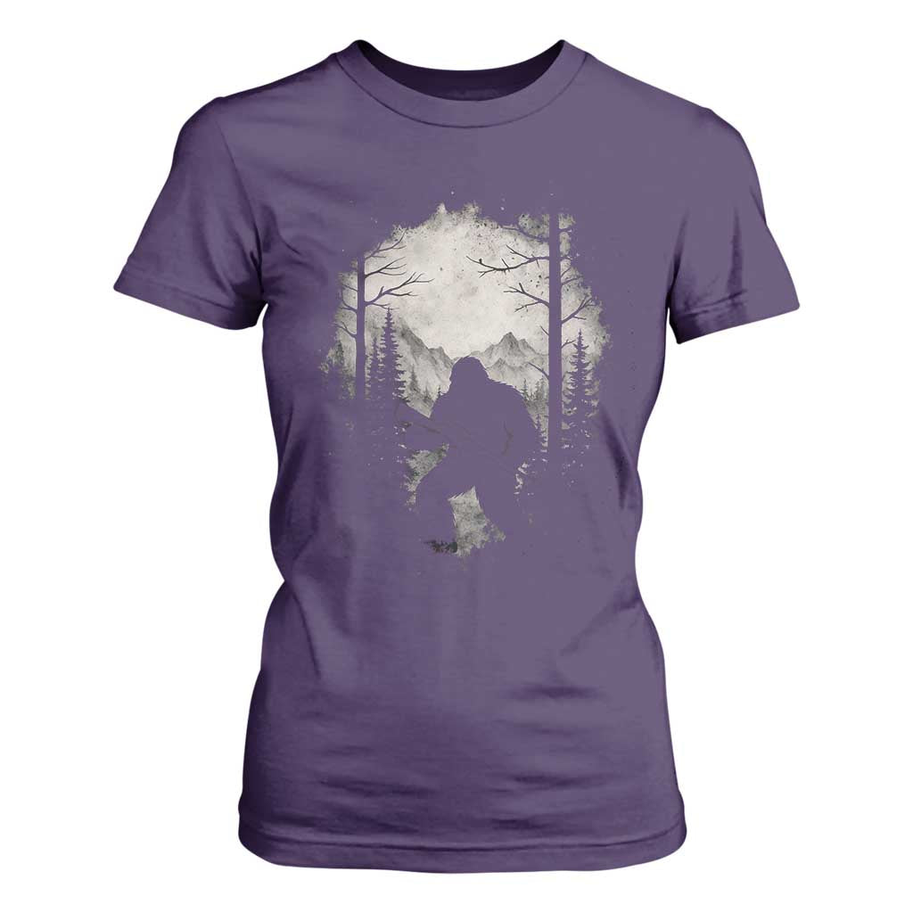 Funny Bigfoot Hunting T Shirt For Women Sasquatch Wildlife Hunter Forest TS11 Purple Print Your Wear
