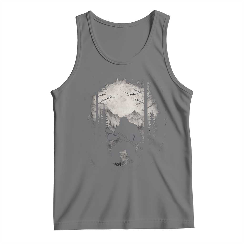 Funny Bigfoot Hunting Tank Top Sasquatch Wildlife Hunter Forest TS11 Black Heather Print Your Wear