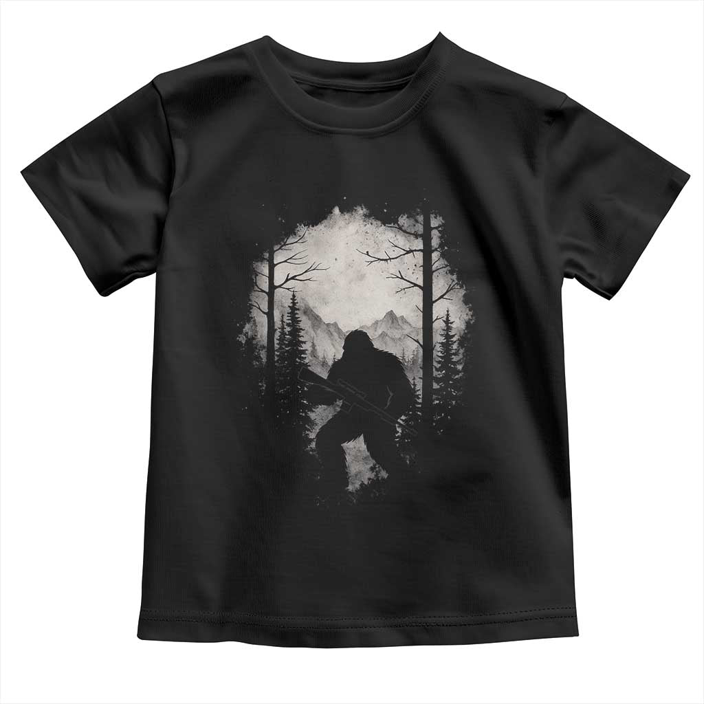 Funny Bigfoot Hunting Toddler T Shirt Sasquatch Wildlife Hunter Forest TS11 Black Print Your Wear