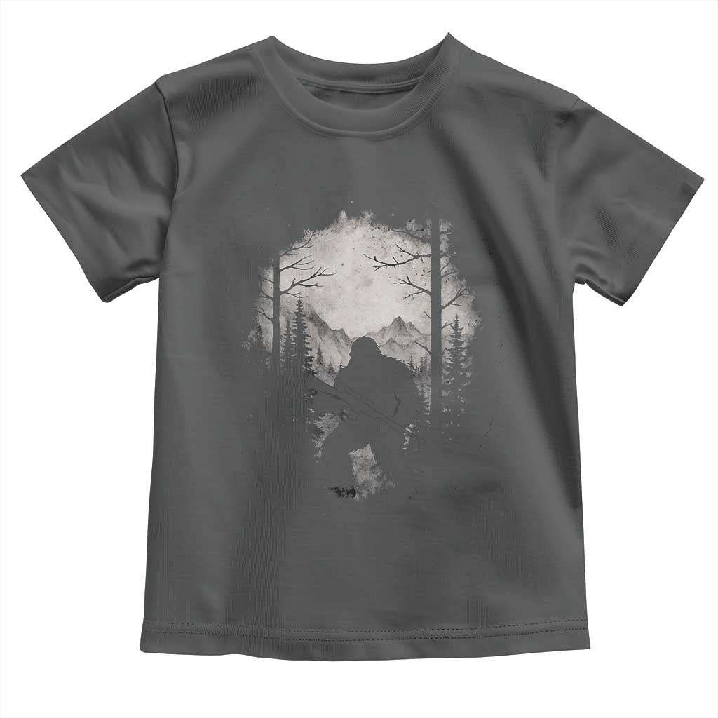 Funny Bigfoot Hunting Toddler T Shirt Sasquatch Wildlife Hunter Forest TS11 Dark Heather Print Your Wear