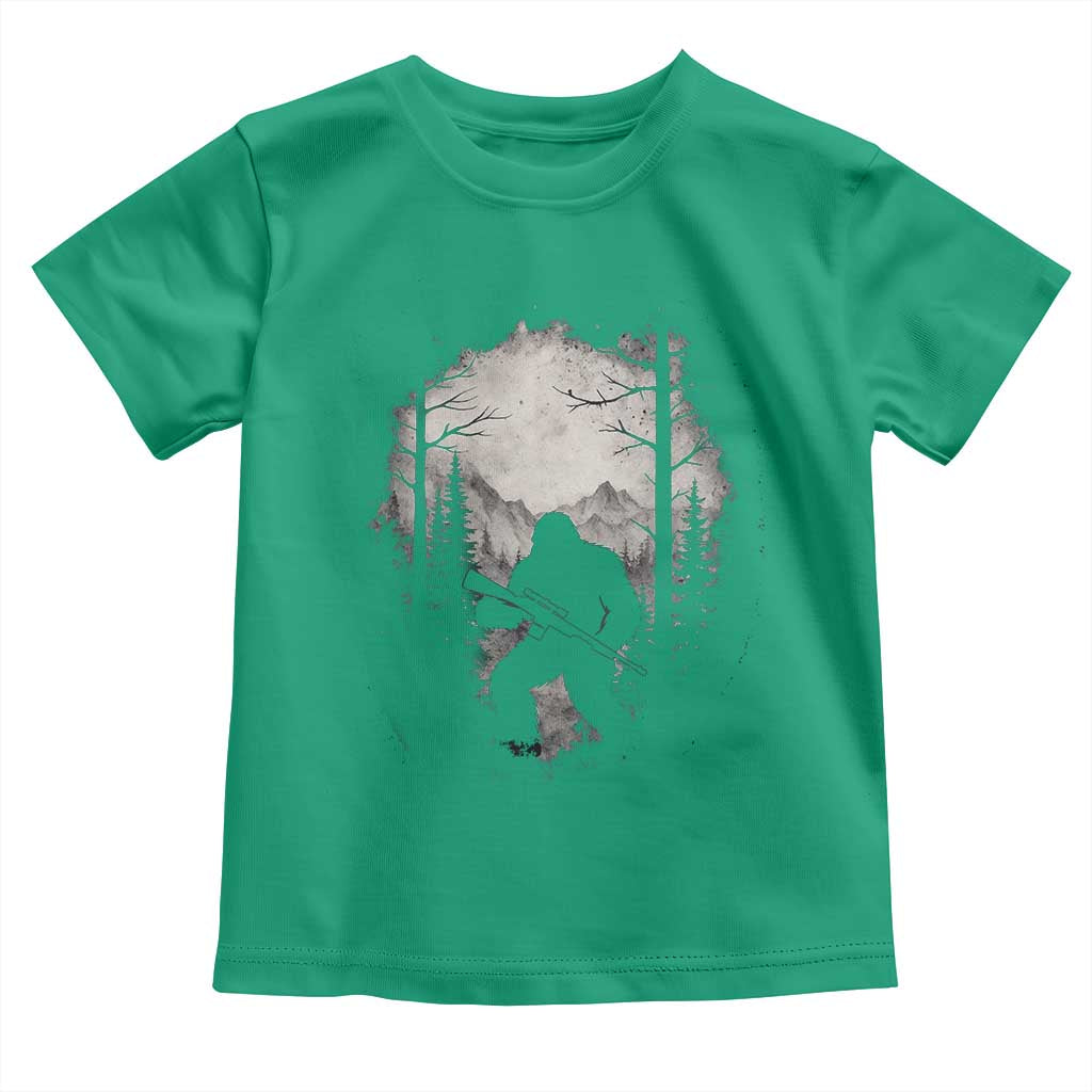 Funny Bigfoot Hunting Toddler T Shirt Sasquatch Wildlife Hunter Forest TS11 Irish Green Print Your Wear