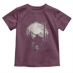 Funny Bigfoot Hunting Toddler T Shirt Sasquatch Wildlife Hunter Forest TS11 Maroon Print Your Wear
