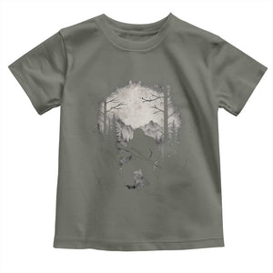 Funny Bigfoot Hunting Toddler T Shirt Sasquatch Wildlife Hunter Forest TS11 Military Green Print Your Wear