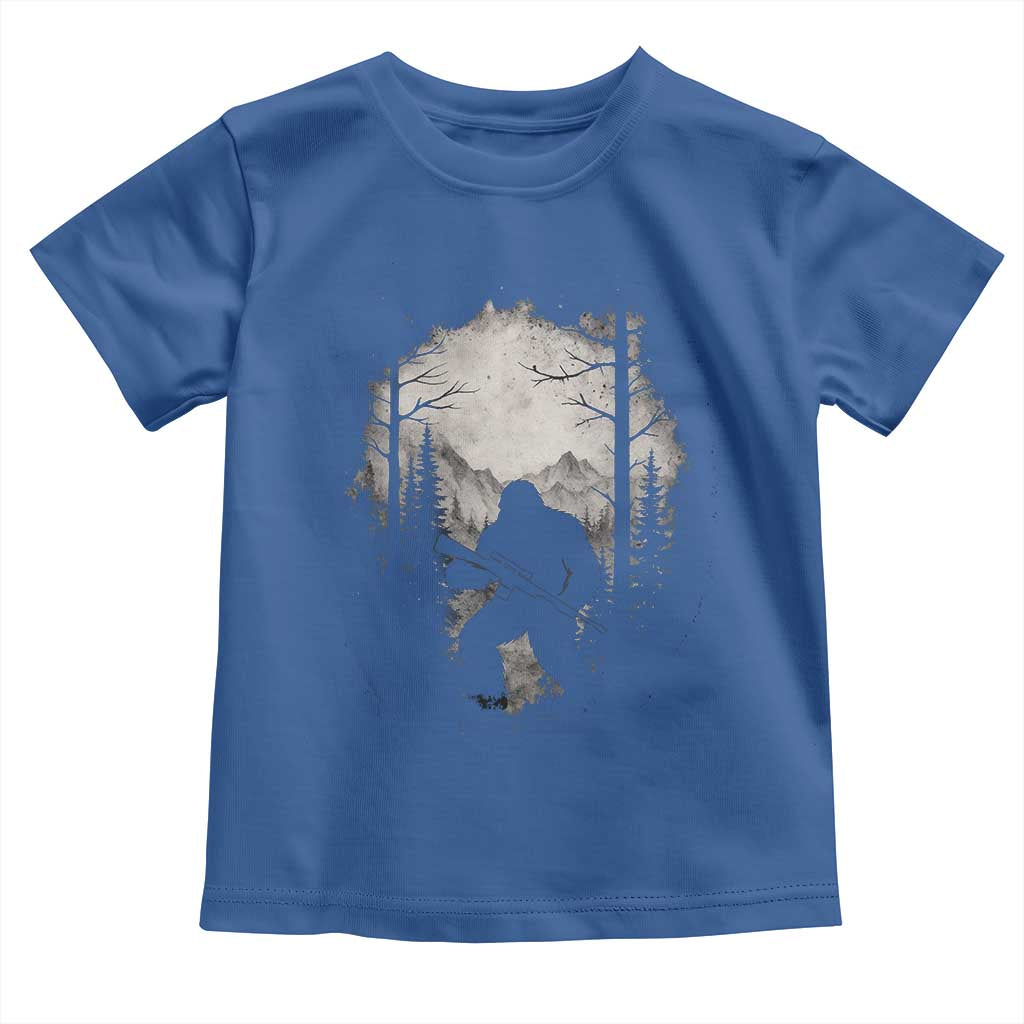 Funny Bigfoot Hunting Toddler T Shirt Sasquatch Wildlife Hunter Forest TS11 Royal Blue Print Your Wear