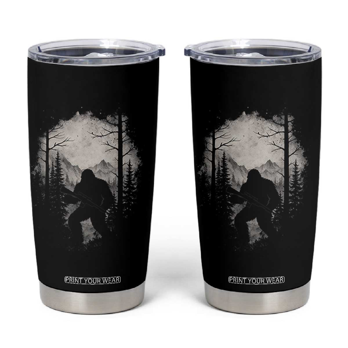 Funny Bigfoot Hunting Tumbler Cup Sasquatch Wildlife Hunter Forest TS11 Black Print Your Wear