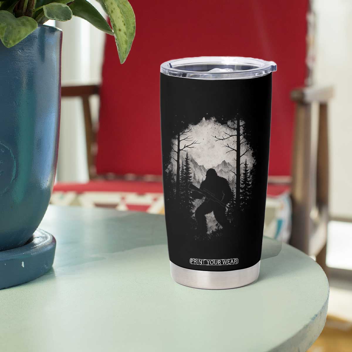 Funny Bigfoot Hunting Tumbler Cup Sasquatch Wildlife Hunter Forest TS11 Print Your Wear