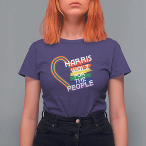 Kamala Walz Supporter T Shirt For Women Harris Walz For The People Rainbow LGBT Flag Heart TS11 Purple Print Your Wear