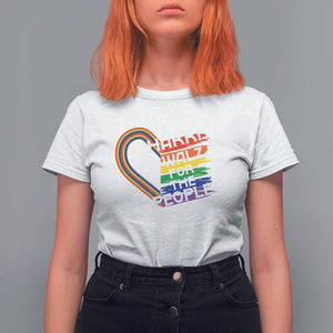 Kamala Walz Supporter T Shirt For Women Harris Walz For The People Rainbow LGBT Flag Heart TS11 White Print Your Wear