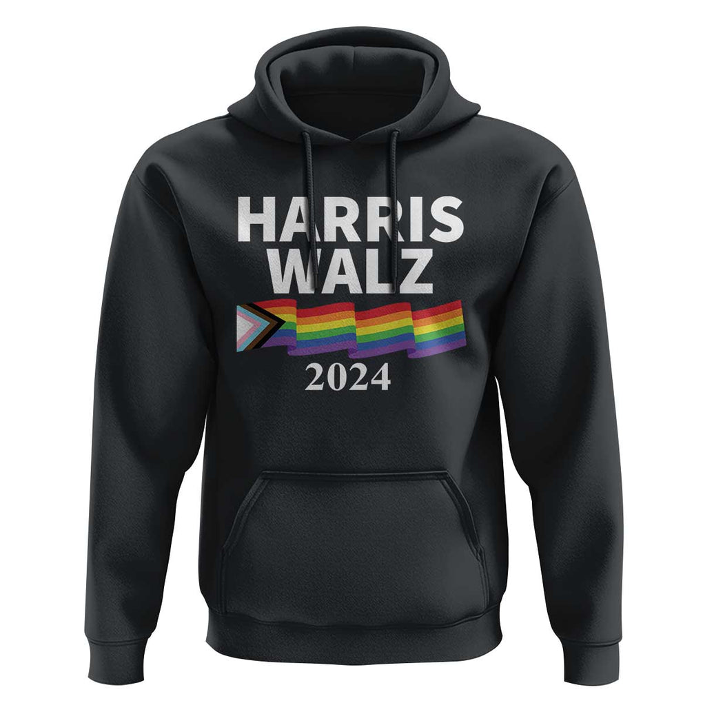 Harris Walz Hoodie LGBT Rainbow Flag Presidential Election 2024 TS11 Black Print Your Wear