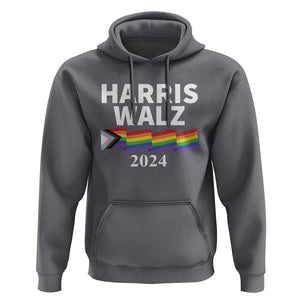 Harris Walz Hoodie LGBT Rainbow Flag Presidential Election 2024 TS11 Charcoal Print Your Wear