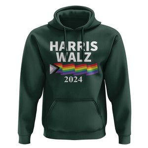 Harris Walz Hoodie LGBT Rainbow Flag Presidential Election 2024 TS11 Dark Forest Green Print Your Wear