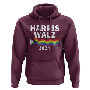 Harris Walz Hoodie LGBT Rainbow Flag Presidential Election 2024 TS11 Maroon Print Your Wear
