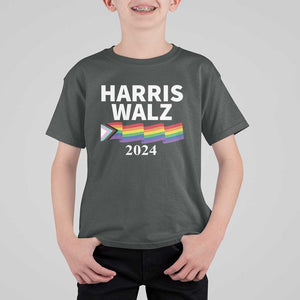 Harris Walz T Shirt For Kid LGBT Rainbow Flag Presidential Election 2024 TS11 Dark Heather Print Your Wear