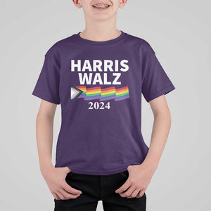 Harris Walz T Shirt For Kid LGBT Rainbow Flag Presidential Election 2024 TS11 Purple Print Your Wear