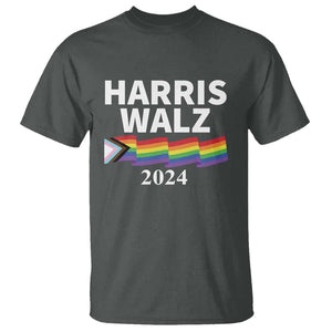 Harris Walz T Shirt LGBT Rainbow Flag Presidential Election 2024 TS11 Dark Heather Print Your Wear