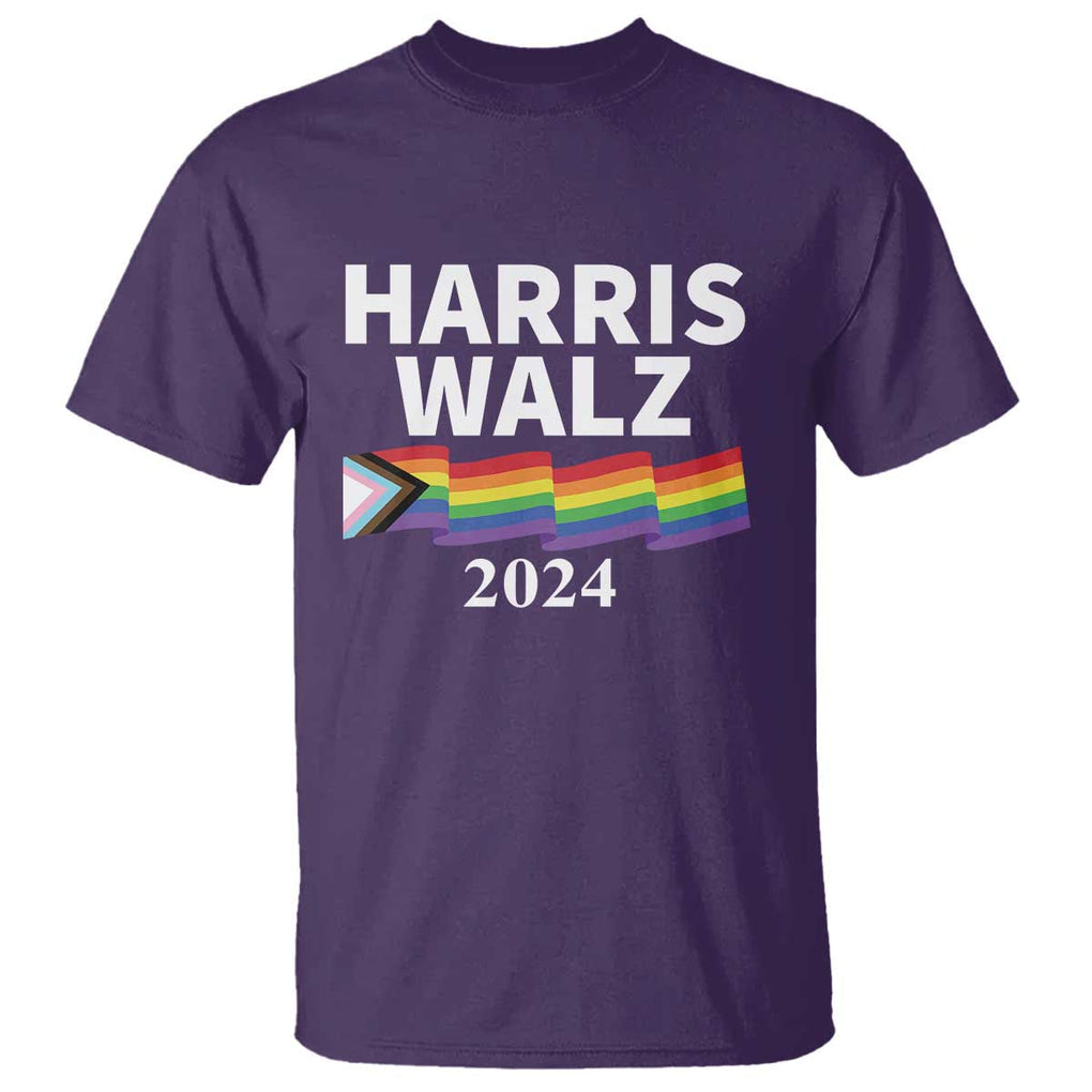 Harris Walz T Shirt LGBT Rainbow Flag Presidential Election 2024 TS11 Purple Print Your Wear