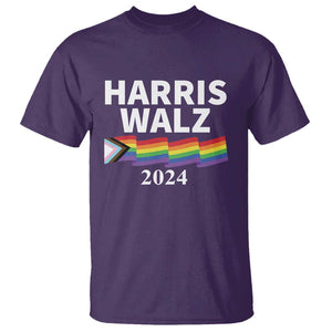 Harris Walz T Shirt LGBT Rainbow Flag Presidential Election 2024 TS11 Purple Print Your Wear
