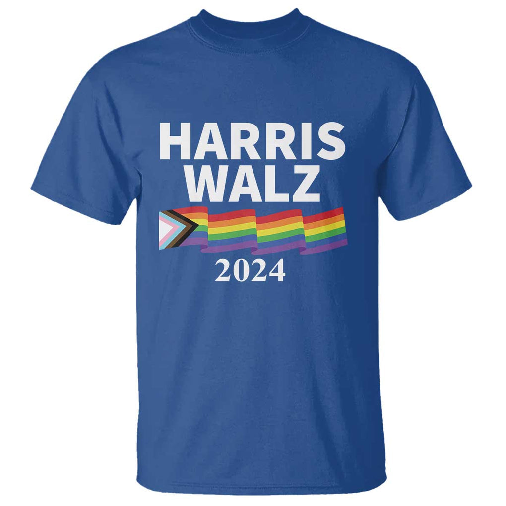Harris Walz T Shirt LGBT Rainbow Flag Presidential Election 2024 TS11 Royal Blue Print Your Wear