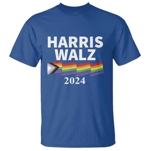 Harris Walz T Shirt LGBT Rainbow Flag Presidential Election 2024 TS11 Royal Blue Print Your Wear