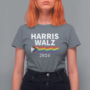 Harris Walz T Shirt For Women LGBT Rainbow Flag Presidential Election 2024 TS11 Charcoal Print Your Wear